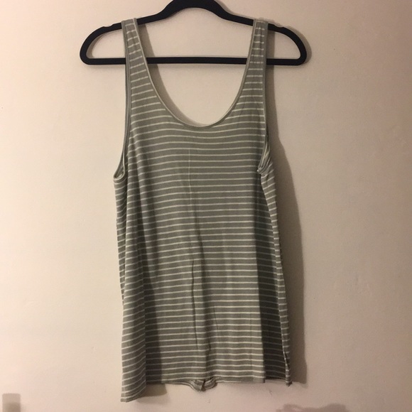 NWOT gray and white striped button front tank - Picture 3 of 3